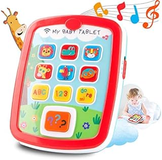 Baby Tablets Toys Gifts for 1 + Year Old Toddlers Learning Tablet Educational Musical Toys Electronic Learning Pad Toys for 1 2 Year Old ABC 123 Sounds Lights Smart Tablet for Toddlers