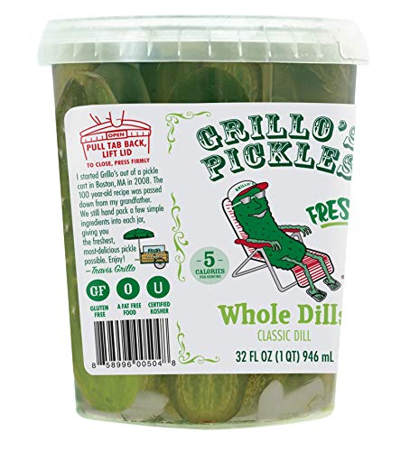 Grillo's Pickles Whole Dill Pickles, 32 Fl Oz #TOP2