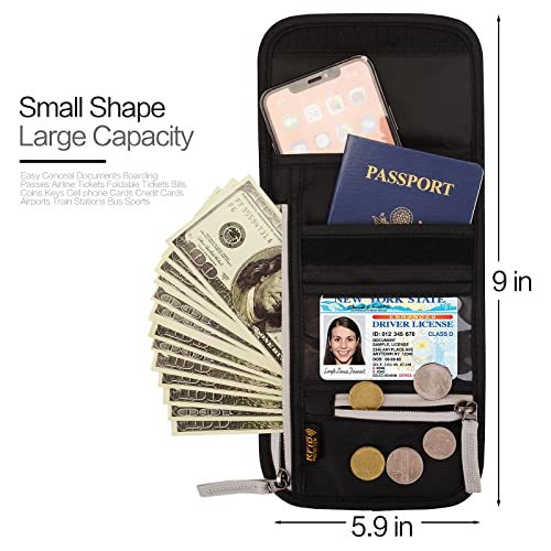 Image of Neck Wallet Lightweight RFID Blocking Waterproof Travel Pouch Passport Wallets for Women Men