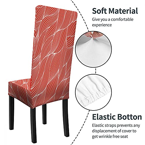 Wondertify Sea Wave Leaf Chair Covers For Dining Room White Salmon Floral Backdrop Stretch Slipcovers Chair Protector Decor For Home And Banquet #TOP5