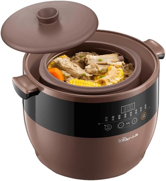 Bear Purple Clay Steamer with food inside the large pot