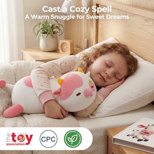Image of Mewaii Cute Strawberry Cow Plush Pillow, Kawaii Plushies Strawberry Cow Stuffed Animals, Squishy Plushies, Cuddle Plush Pillow for Kids & Girls (13 Inch)