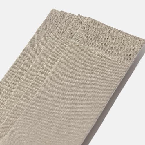 VRD Bamboo Mens Dress Socks for Men, 3-Pack, Beige, Tan, Light Bown Crew Length Mid-Calf Socks, Mens Shoe Size 8-134