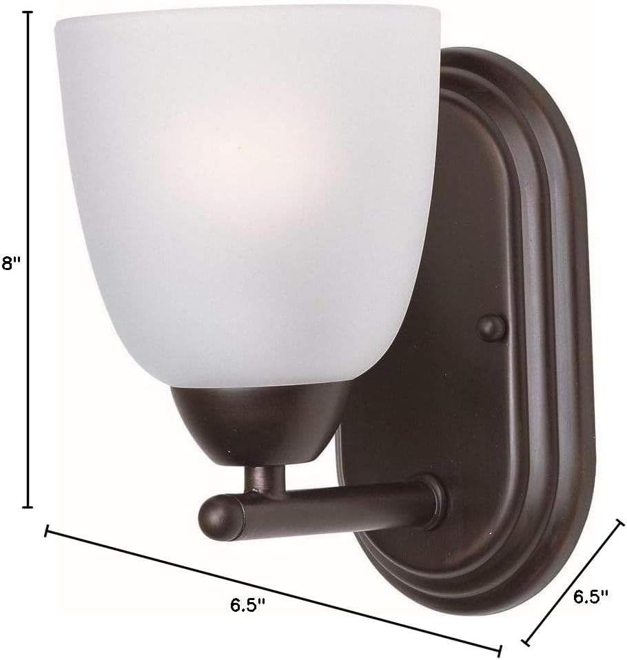 Maxim Lighting Axis 1-Light Wall Sconce | Oil Rubbed Bronze Finish | Frost Glass Shade | Transitional Hallway Bedroom Wall Sconce | 11311FTOI