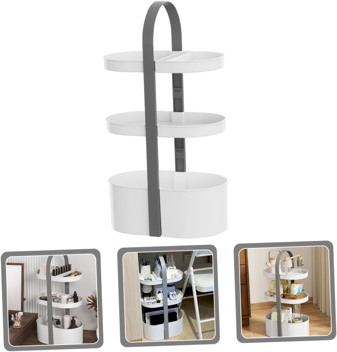 Ciieeo Portable Storage Rack Makeup Organizer Handled Storage Rack Tabletop Shelf Corner Shelf Bathroom Tray Accessories Organizer