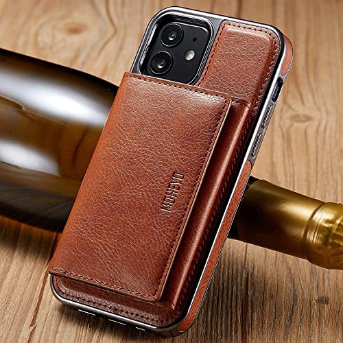 Sibada Compatible With Apple Iphone 11 Case Wallet Magnetic Removable Card Holder Luxury Vegan Leather Slim Thin Cover - Brown #TOP4