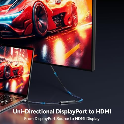 Image of BENFEI DisplayPort 1.4 to HDMI 2.1 Adapter 8K@60Hz /4K@240Hz /1080P@480Hz, Unidirectional DP Computer to HDMI Monitor, High-Spec Aluminum Converter for Gaming Monitor, TV, AMD, NVIDIA