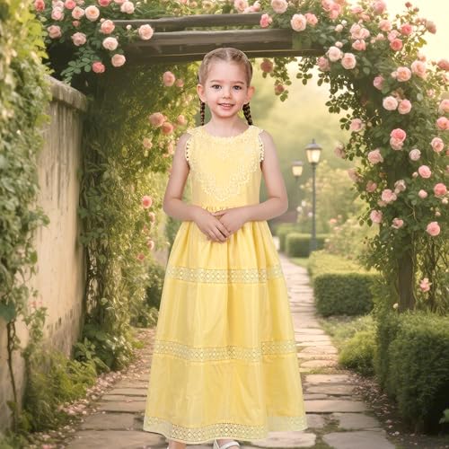 Sunny Fashion Flower Girls Dress Off White V-Back Wedding Bridesmaid Party Formal Lace2