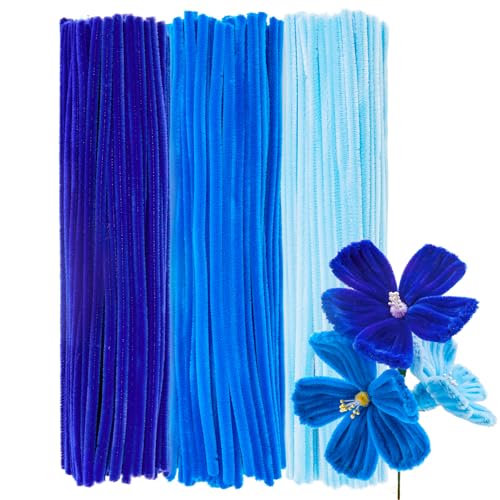 Fil chenille bleu pour décoration festive et cadeaux faits maison