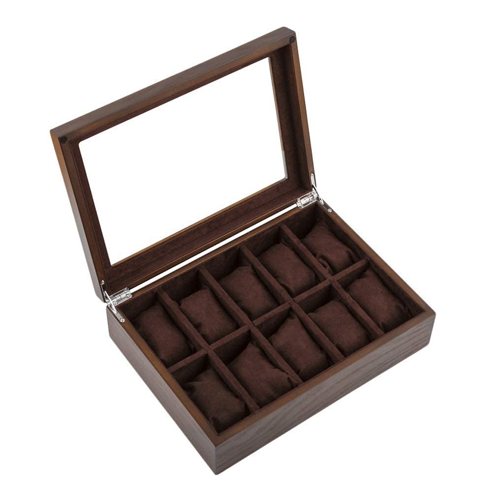 Watch Box-Solid Wood Storage Organizer Display Box Large Holder Exquisite and Durable, Present for Birthday,Weddingand New Year Upscale/A Happy Life