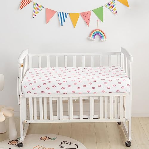 Image of Crib Set, 3-Piece Nursery Bed with Comforter Sheet & Crib Skirt: Galaxy Black, Orange, Cat, Fish Printed - Baby Boys and Girls