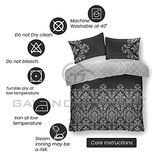 Gaveno Cavailia Luxurious Empire Damask Bed Set with Duvet Cover and Pillow Cases, Polyester-Cotton, Black, King, 11152743 - Image 4