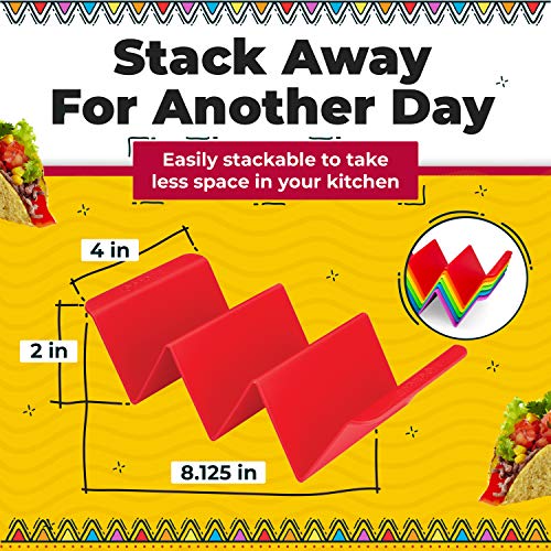 Stand Up Taco Holders, Colorful Premium Server Tray And Rack For Soft Or Hard Taco Shells - Dishwasher And Microwave Safe, Bpa Free And Sturdy, Multi-Colored, Set Of 6 #TOP7