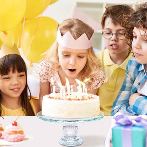 Uten Crystal Glass Cake Stand, 11'' Cake Display Stand, Crystal Glass Fruit Plate, Clear Cake Stand, Display Desserts Holder for Wedding Cakes Serving Platters - Image 3