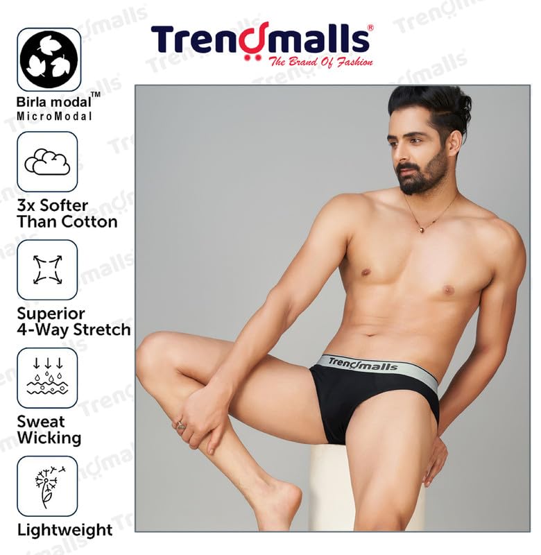 Image of TRENDMALLS Men's Birla Micromodal Regular Fit Solid Men Underwear Briefs with No Marks Waistband