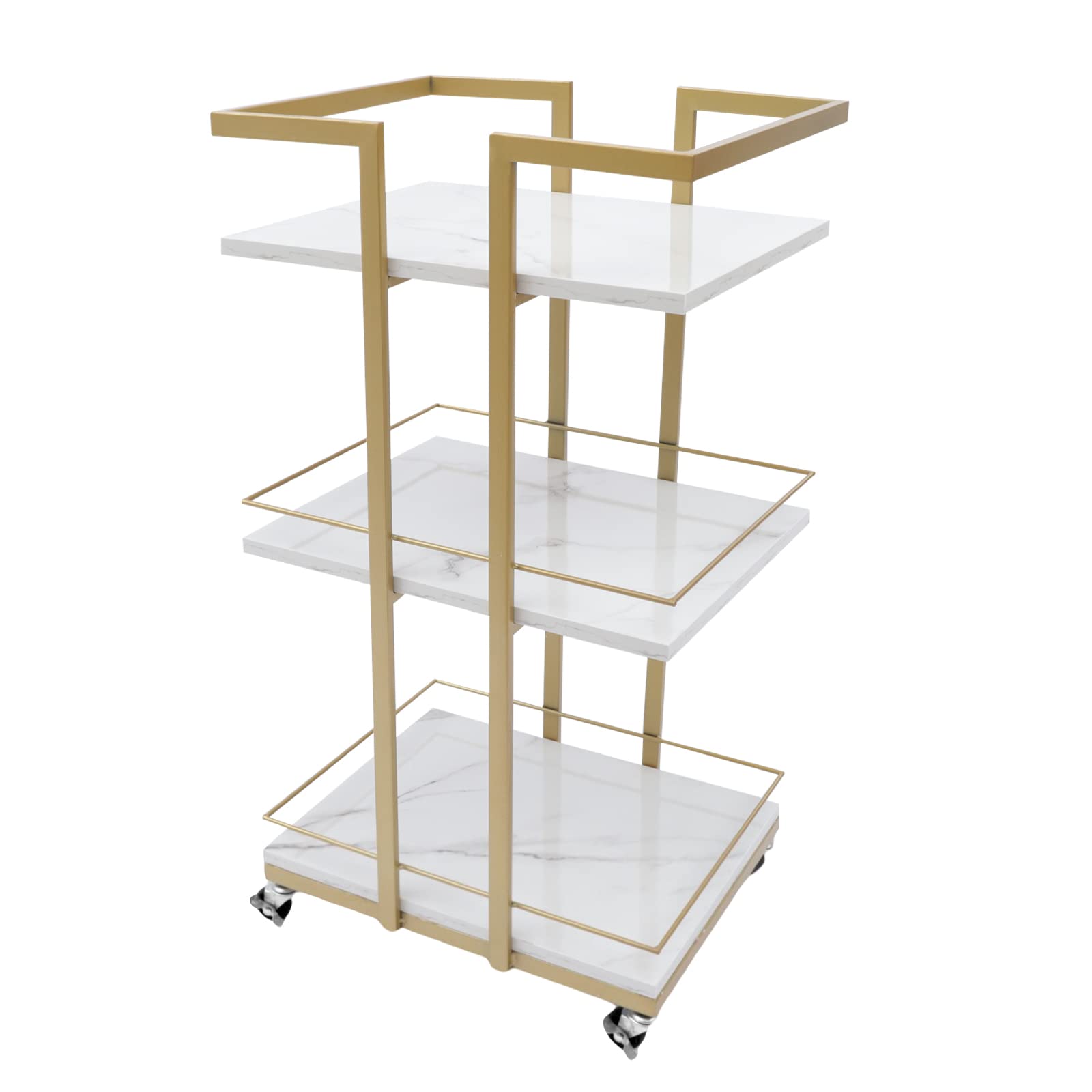 OUKANING Rolling Bar Cart Multi-Function 3-Tier Storage Rack with Wheels Utility Serving Cart Trolley for Kitchen Coffee Bar Restaurant Hotel,16.5x12.6x28.3in