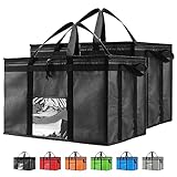 NZ home Insulated Cooler Bag (79L, 3XL, 2 pack) for Food Delivery & Grocery Shopping with Zippered Top, Black