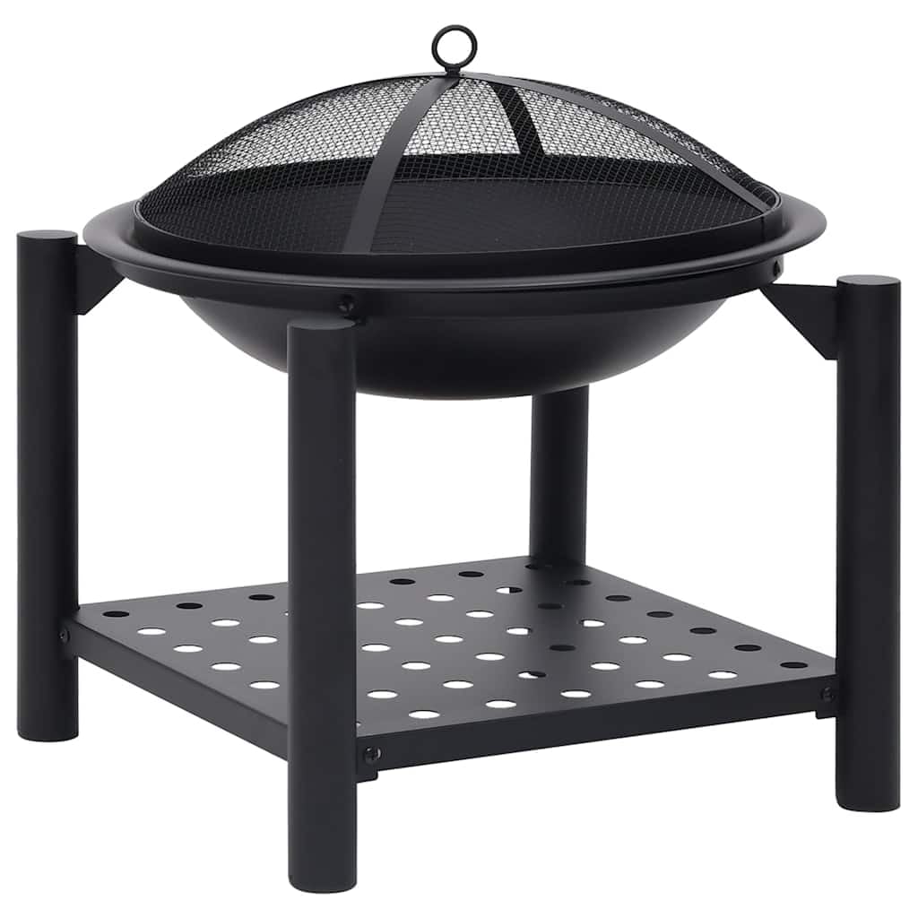 vidaXL Brasero con Atizador Jardín Patio Terraza Balcón Exterior Cuenco Chimenea Fogata Hornillo Calentador Calefactor Acero 54x54x55 cm