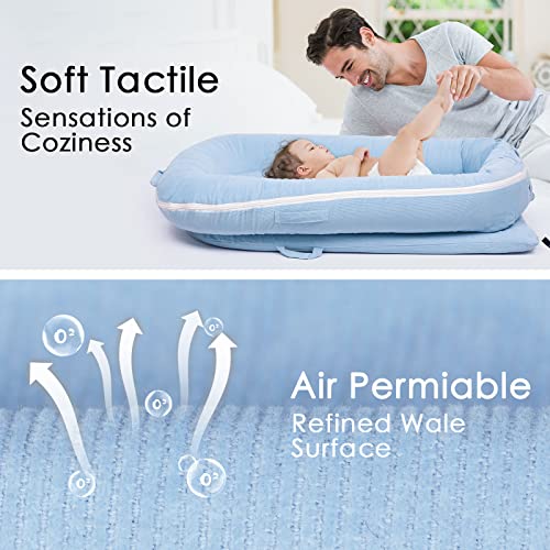 Waterproof Corduroy Lounger Cover For Dockatot Deluxe+ Docks | Mexxi Breathable Cotton Baby Lounger Extra Cover | Hypoallergenic Baby Nest Replacement Cover (Cover Only) (Baby Blue) #TOP2