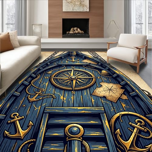 Design&I Low Pile Flatwoven Area Rug 3x5, Adventure Awaits Pirate