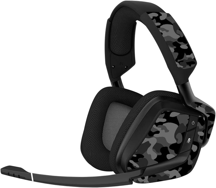MightySkins Skin Compatible with Corsair Void Pro Gaming Headset - Black Camo | Protective, Durable, and Unique Vinyl Decal wrap Cover | Easy to Apply, Remove, and Change Styles | Made in The USA