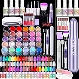 SAVILAND Dip Powder Nail Kit with Drill: Starter Set 30 Colors Summer Spring Keratin Dip Nails Powder with Dipping Liquid Set Activator Base Top Coat Cuticle Oil for DIY Manicure Nail Art