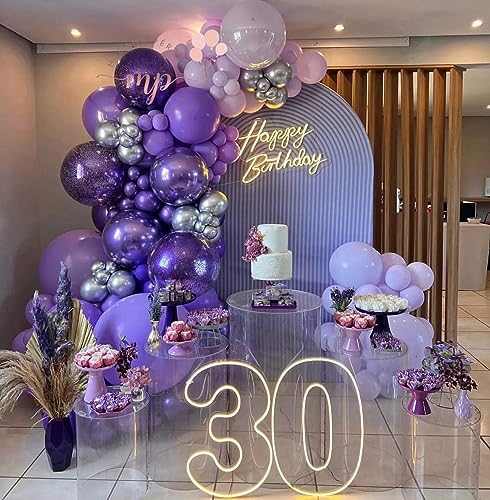 Image of KALOR 10 Inch Metallic Purple Balloons, 100 Pcs Latex Helium Metallic Balloons for Kid's Birthday Party Baby Shower Wedding Graduation Graduation Party Decorations