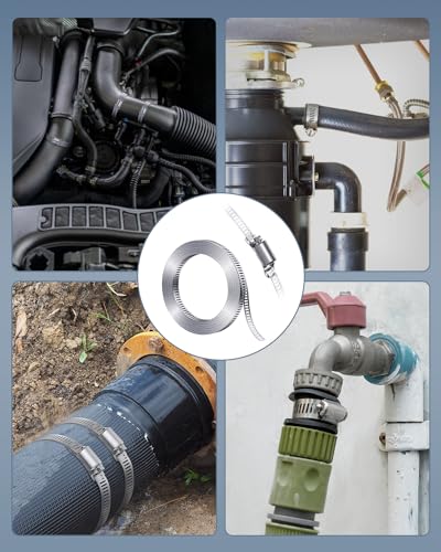 Duskeep 13/20/40Ft Metal Strapping With Holes + 10/15/20 Stronger Fasteners, 304 Stainless Steel Hose Clamps Diy Kit, Adjustable Large Worm Gear Hose Clamps, For Duct, Radiator thumb #5