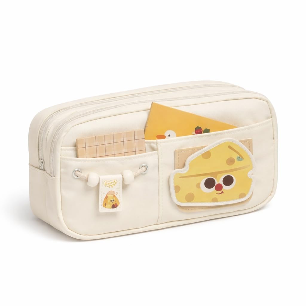 Panda Pencil Case,Cute Design Large Capacity with Transparent Window, Includes Panda Doll and Stickers (Cream Yellow) — Amazon image 10