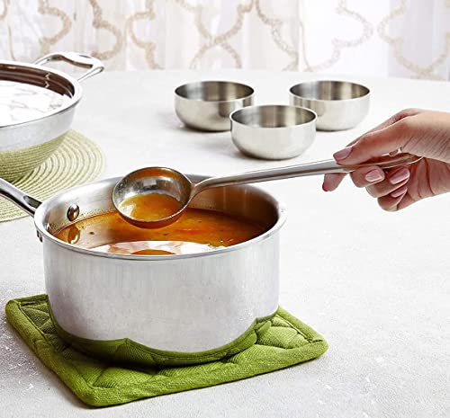 Image of Stainless Steel Wok Spatula and Ladle Set with Wooden Handles 2 Piece Cooking Tool Set for Stir Fry Deep Fry and Serving (LADLE Set 5PCS)