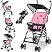 KIDIZ® Kinderwagen CITY Buggy Kinderbuggy klappbar Liegebuggy Sportwagen Faltbar 360° 4-Zoll-Räder Inkl. Sonnen- und Regenverdeck zusammenklappbar 5-Punkt-Sicherheitsgurt ab 6 Monate, Rosa
