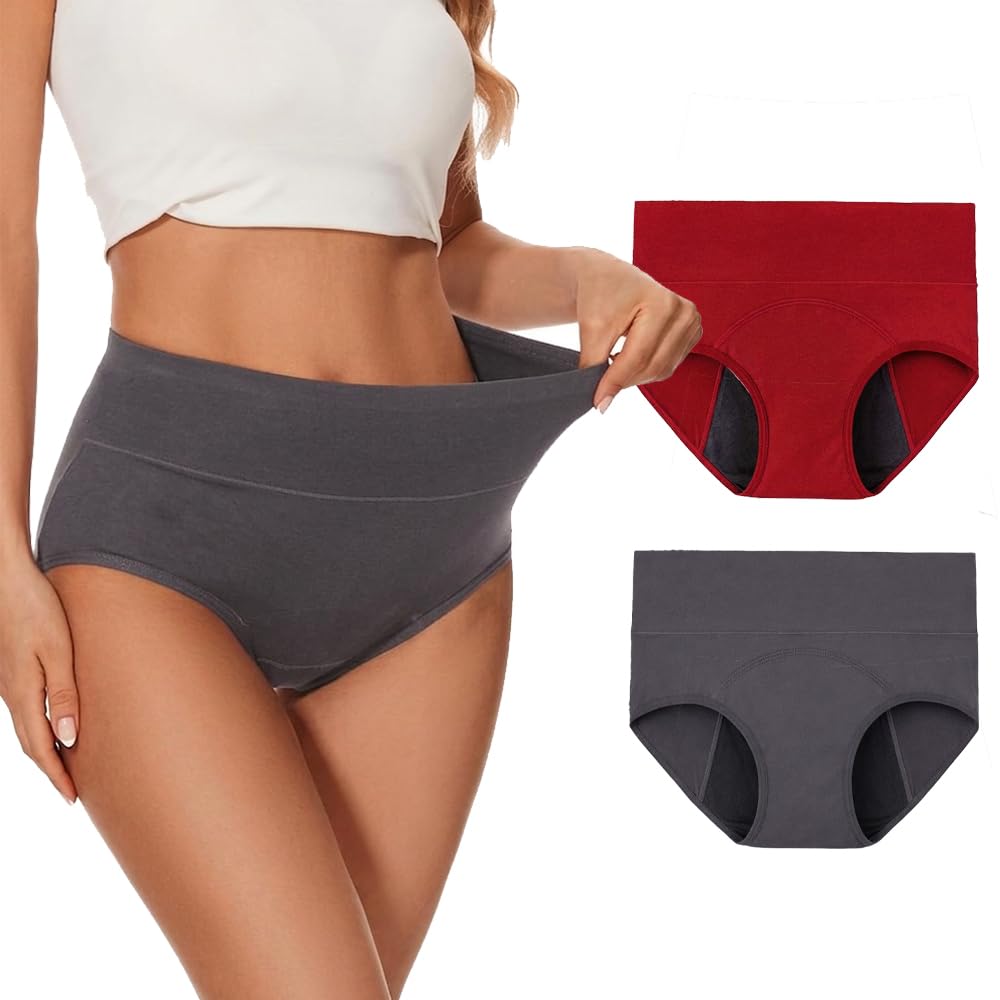 smileai fashion Leakproof High Waist Period Panties for Women & Girls | Reusable Menstrual Underwear | Heavy Flow Protection | Soft Breathable Cotton | Multi-Layer Absorbent Panty (Pack of 2)-picture-10