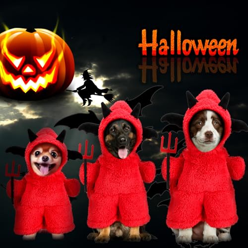 Disfraz para perro Halloween Sudadera Diablo terciopelo miniatura 3