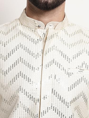 Image of SOJANYA (Since 1958 Men's Silk Blend Kurta and Pyjama with Nehru Jacket