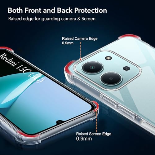 Image of Jkobi Shockproof Crystal-Clear Back Cover for Redmi 15C (Anti Yellow Case | Drop & Camera Protection | Hard Polycarbonate)