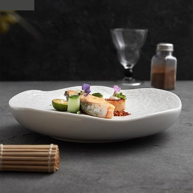 Talerz obiadowy Talerze kuchenne Naczynia Wzór Ceramiczny talerz izolacyjny Czysta biel Talerz deserowy Talerz na przekąski Talerze do sushi Specjalna zastawa s(10-calowy, jeden rozmiar)