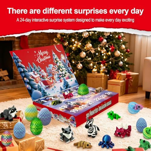 2026 Advent Calendar for Kids: Countdown Calendar 24 Days 24 3d-Printed-Eggs with 3d-Animals Toys, Gifts for Kids Boys Girls - image 3