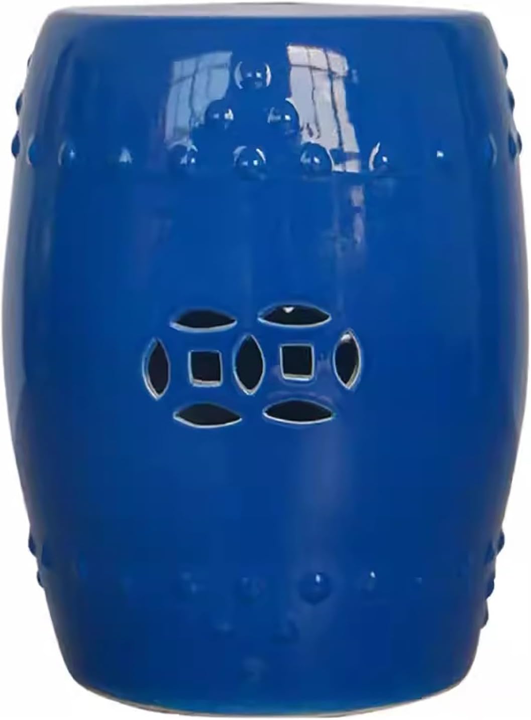 Decorative Garden Stools,Ceramic Garden Stool,Outdoor Round Side Table,Hollow Out Drum Stool,for Patio,Deck,Backyard(13x17.7 inch, Pink)