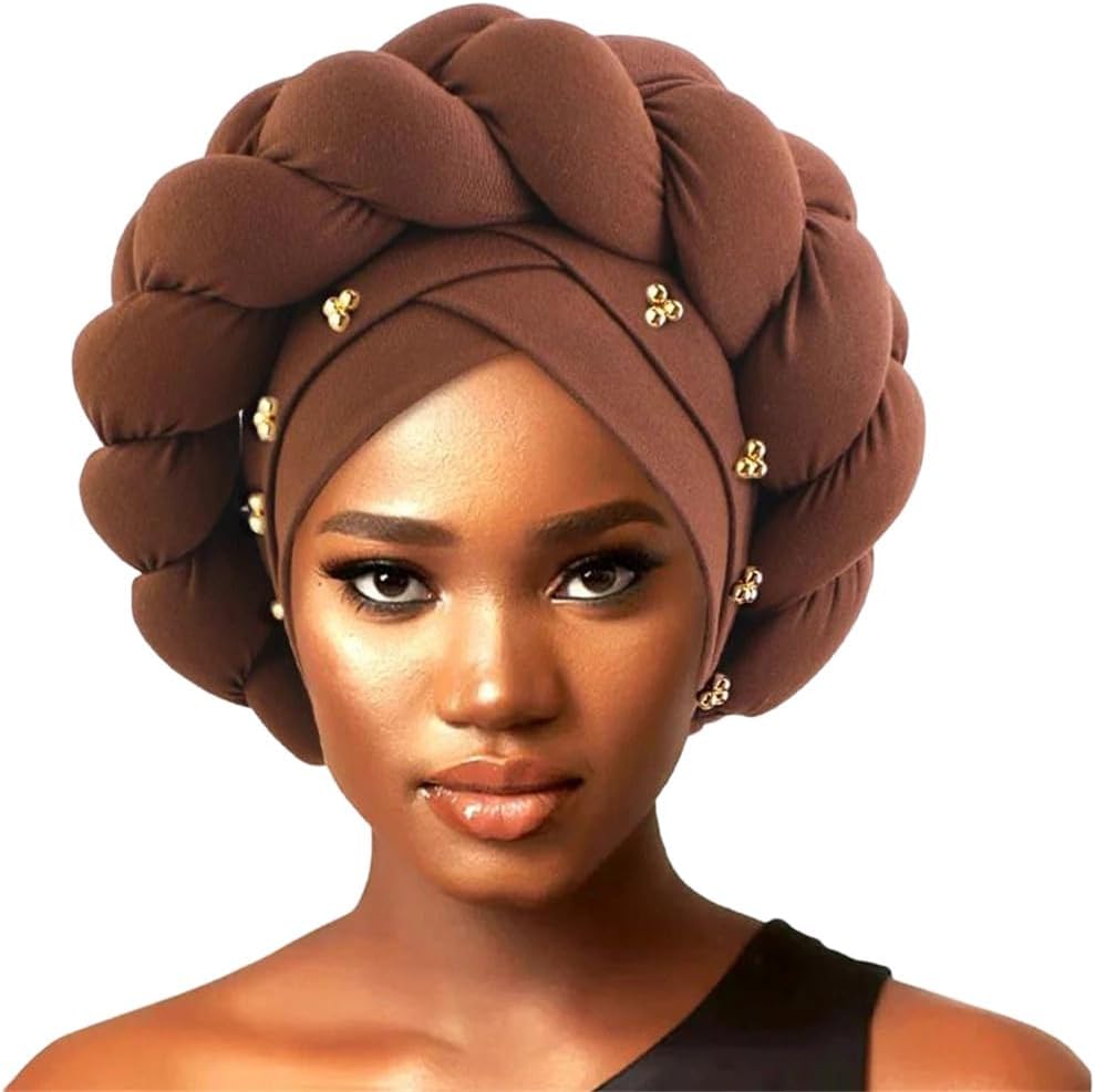 Women's Braid Turban Caps Muslim Headscarf Bonnet Female Headwraps African Indian Hat Hair Accessories