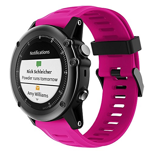 Fit-power - Correa de repuesto para reloj de pulsera Garmin Fenix 3/HR, talla única (sin rastreador, solo correa de repuesto), color rosa roja