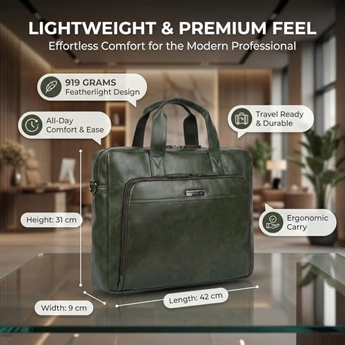 Image of VISMIINTREND Vegan Leather Laptop Bags for Men & Women, Office /Travel, Laptop Messenger /Briefcase Bag, Stylish, Fits 13 /14 /15.6 Inch Laptop, Macbook Bag | Corporate Gifts for Men