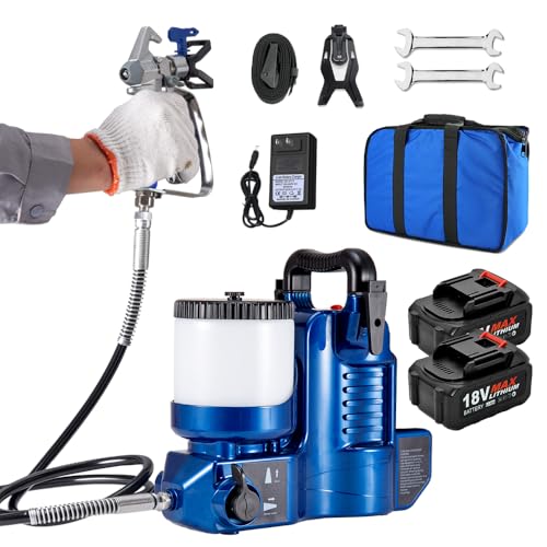 Cordless Paint Spraying Gun Quickly Shot Spraying Compatible with Makita 18V Battery Spraying Paint Gun with 70inch Adjustable Hose for 360 Full & High Reaching Paint (Batteries Included Blue)