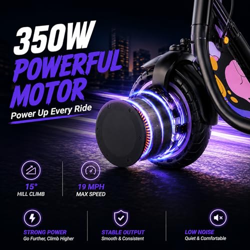 Image of Electric Scooter for Adults and Teens, 19 MPH, 15 to 21 Miles Long Range, 350W Motor, Lightweight E Scooter with App, 8.5-inch Tires and Dual Braking