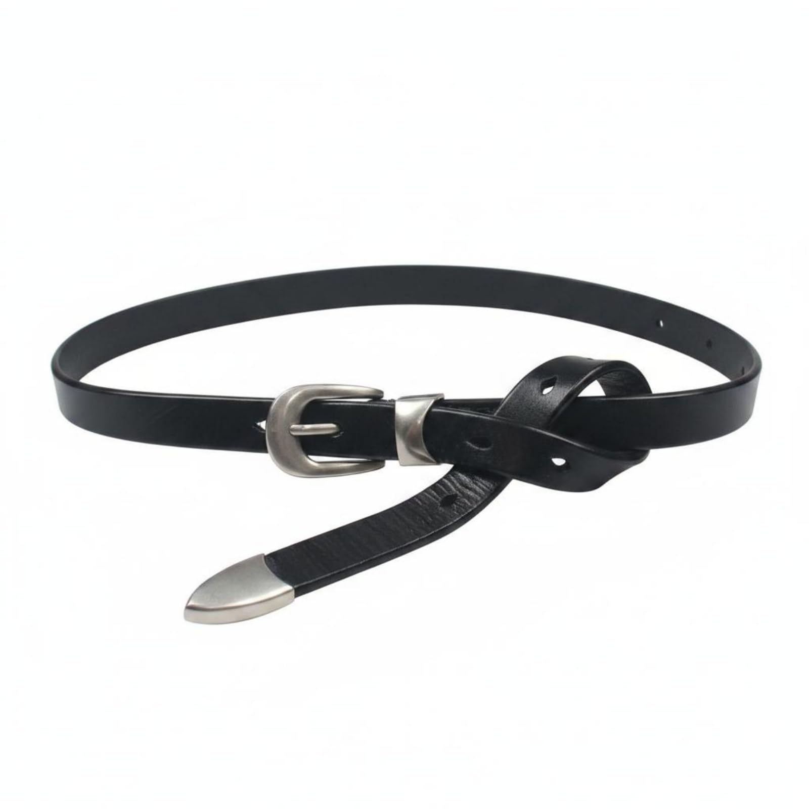 Natural Grain Texture Vintage Leather Belt Easy To Match Silver Buckle Simple Fashion Design Clothing Accessory Long-Lasting For Jeans, Black | Belts Accessories Clothing, Shoes-image-3