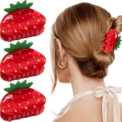 Pince à cheveux fraise et barrette motif fruits rouges accessoires décoratifs