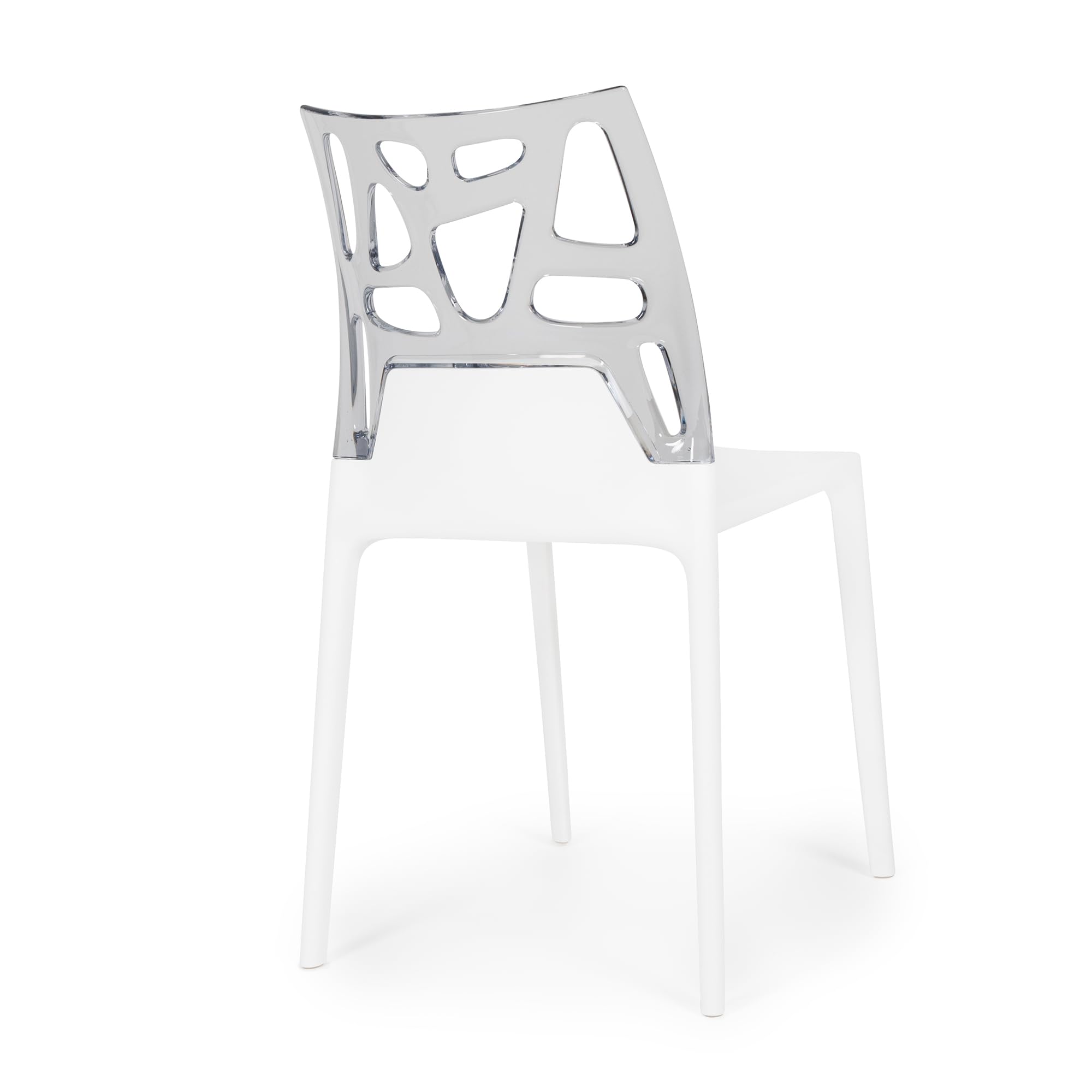 PAPATYA EGO-Rock Chaise Design en Plastique - Capacité de Charge 200 kg, Stable pour Hôtel, Restaurant, Légère pour Balcon - Blanc Transparent