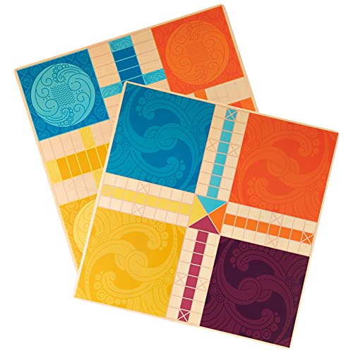 Pachisi: India's Game Of Twenty-Five - Features 2-In-1 Modern And Traditional Rulesets - Double-Sided Board Game With Colorful Animal Pawns And Wooden Cowrie Shell - Family Game Night For 2-4 Players #TOP1