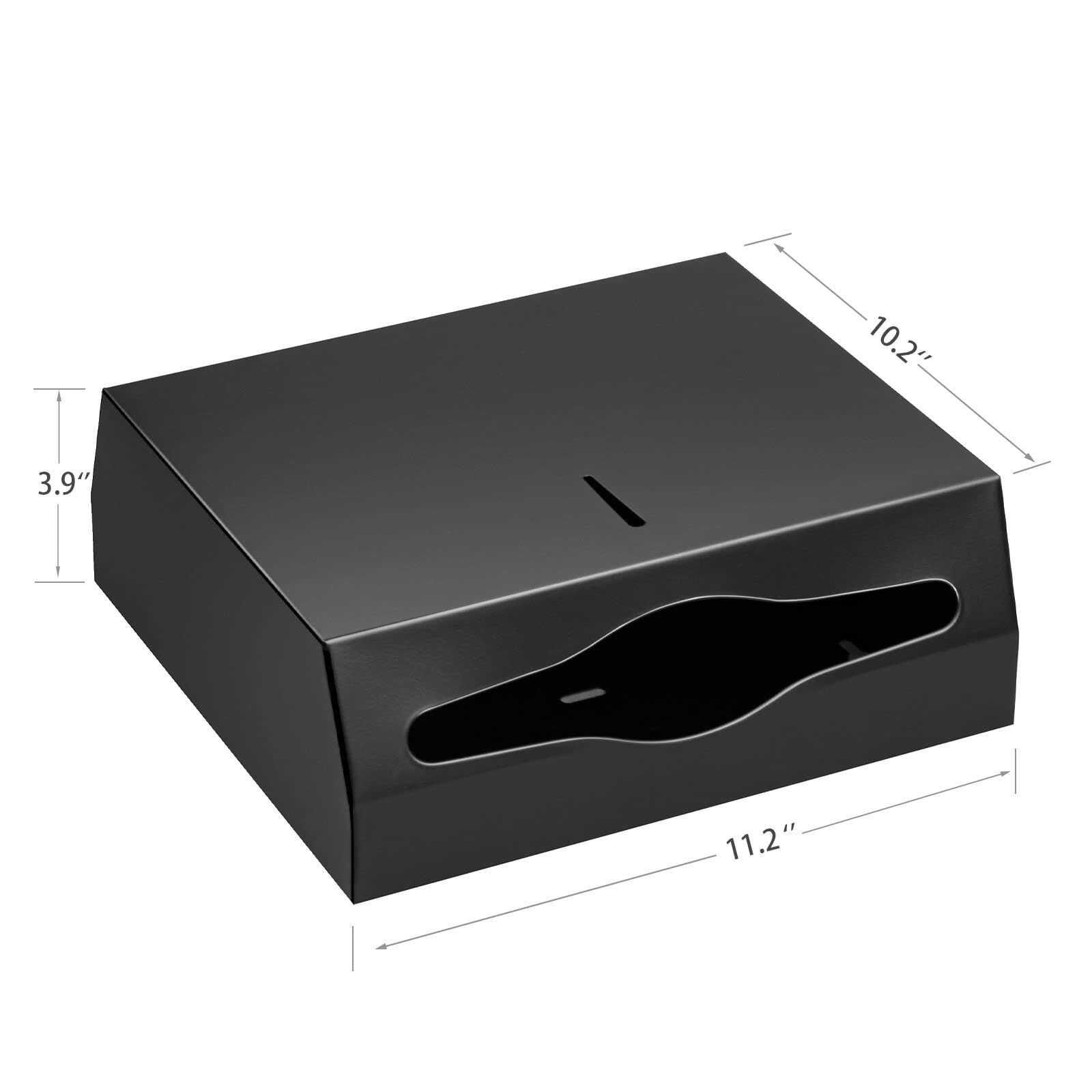 Dispensador de toallas de papel para montaje en pared, dispensador de toallas de papel de mano multipliegue, soporte de pañuelos de acero inoxidable (negro)