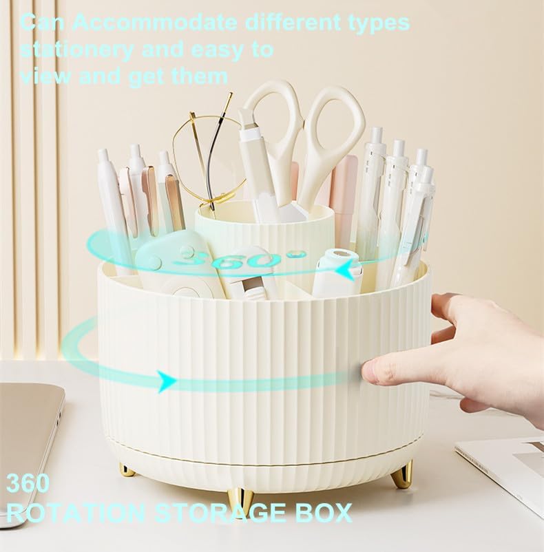 Miniatura 3 de Soporte para lápices, 5 ranuras, organizador de bolígrafos giratorio de 360 para escritorio, almacenamiento de escritorio, suministros de papelería,
