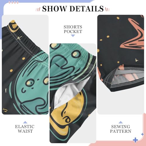 ZZXXB Space Planets Rocket Boys Long Pants Soft Trousers Elastic Waist Kids Lounge Bottoms with Pockets S-XL4